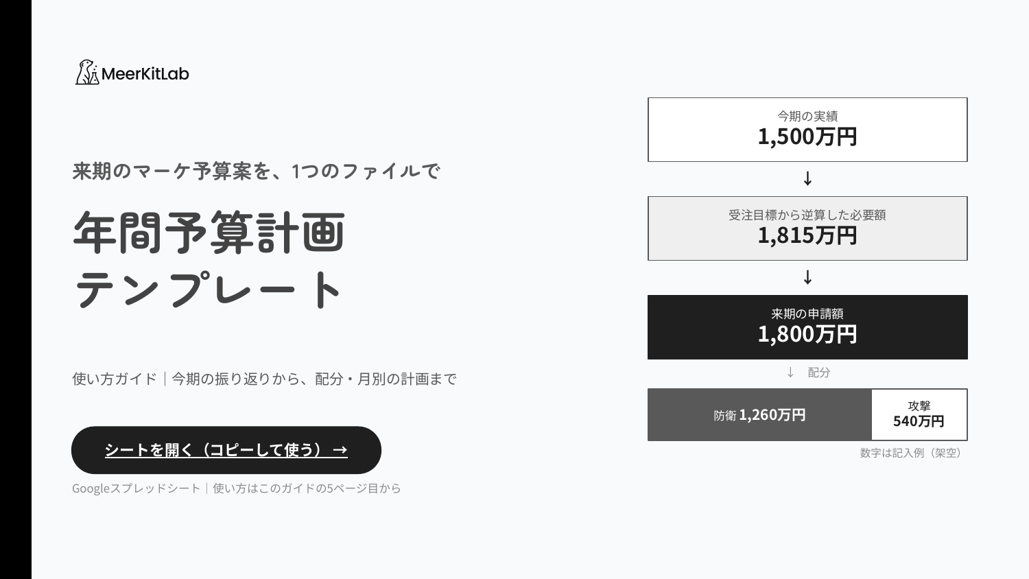 年間予算計画 テンプレートの表紙