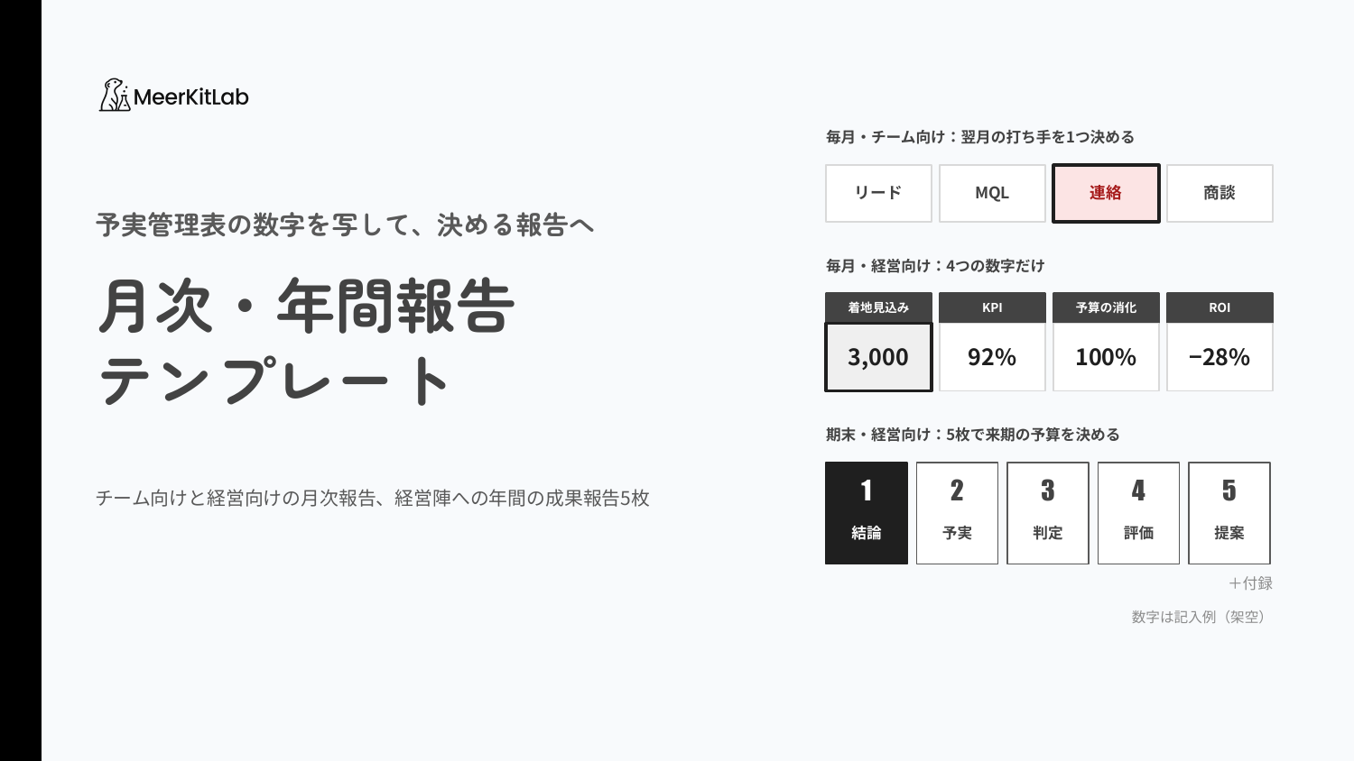 月次・年間報告テンプレートの表紙